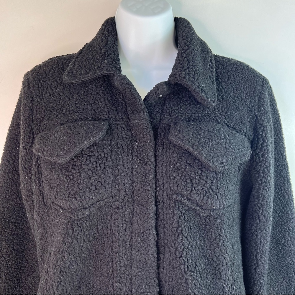 Reformation Faux Shearling Teddy Sherpa Jacket Black Size X-small - Picture 9 of 10